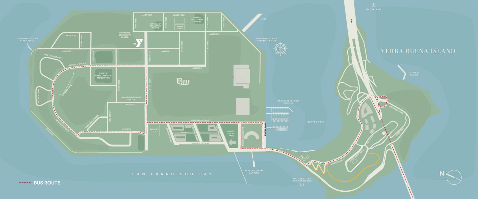 map of treasure island san francisco muni bus route